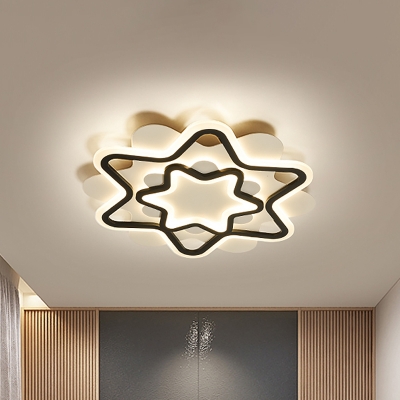 Black and White Flower Ceiling Light Nordic Acrylic LED Flush Mount Lighting Fixture