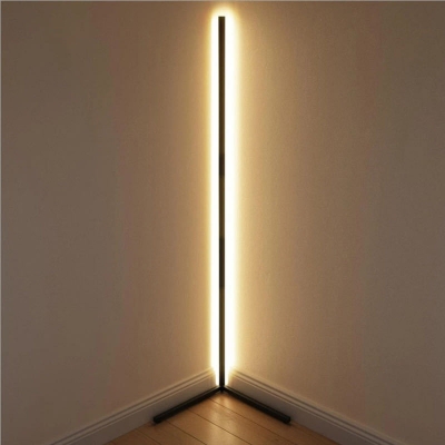 Black Finish Linear Standing Floor Light Simple Style LED Metallic Floor Lamp for Corner