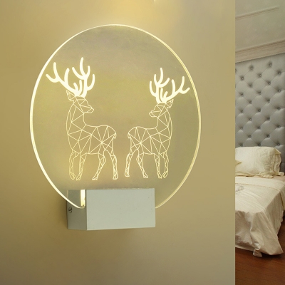 Clear Geometric Elk Mural Light Nordic Style Acrylic LED Wall Sconce Lighting for Decor
