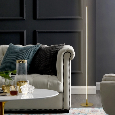 Linear Standing Floor Light Minimalism Metal LED Bedroom Floor Lamp in Gold, White/Warm Light