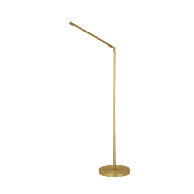 Metal Slim Tubular Floor Lighting Post Modern LED Rotatable Standing Floor Lamp in Brushed Brass