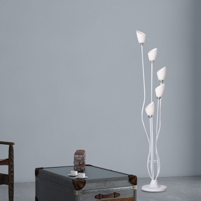 Metallic Branch Floor Stand Light Modern 5 Lights White Finish Floor Lamp for Living Room