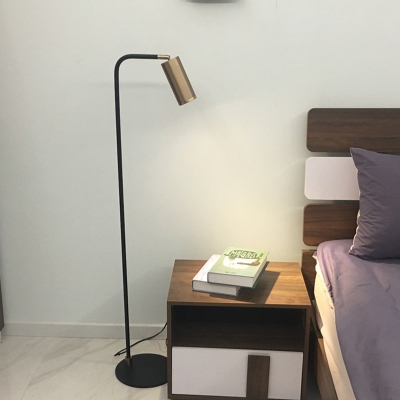 Postmodern Tube Stand Up Light Metallic LED Bedside Reading Floor Lamp in Black and Gold