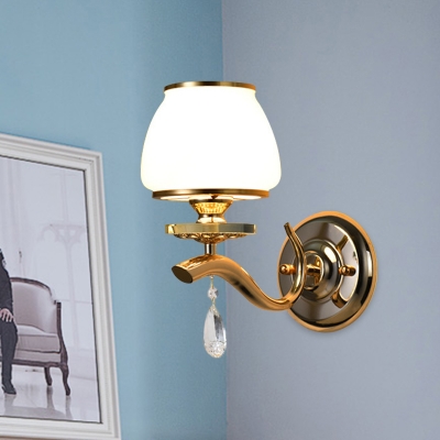 White Glass Gold Finish Wall Lighting Jar Shape 1/2 Head Modernist Wall Mounted Lamp