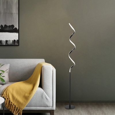 Black/White Finish Spiral Floor Lighting Minimalism LED Acrylic Standing Floor Lamp for Living Room