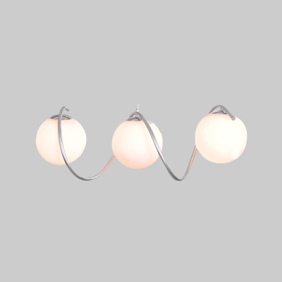 Cluster Globe Pendant Contemporary Frosted White Glass 3-Light Restaurant Hanging Light Kit with Coiled Arm