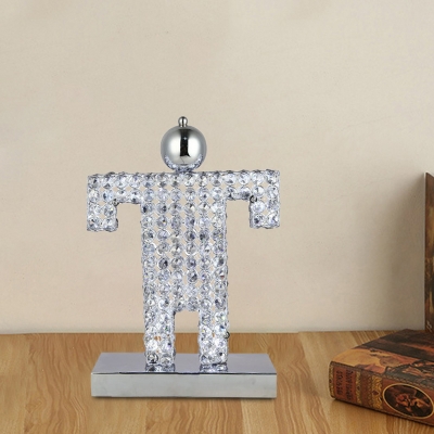 Creative Modern Straw Man Table Lamp Crystal Encrusted LED Nightstand Light in Chrome