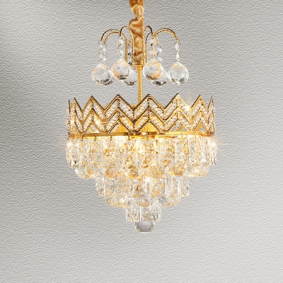 Crystal Orb Gold Semi Flush Light Tapered 3-Bulb Traditional Style Close to Ceiling Lamp
