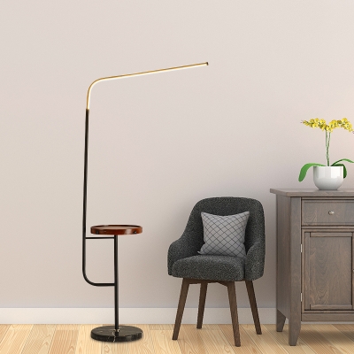 Modernism Angled Standing Floor Light Metallic LED Bedroom Floor Table Lamp in White/Black
