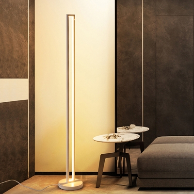 Rectangle Frame Standing Floor Lamp Minimalist Metal LED White/Black Floor Light in White/Warm Light
