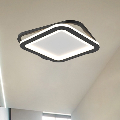 Round/Square Corridor Flush Light Fixture Metal LED Modern Flush Mount Ceiling Lamp in Black/Gold