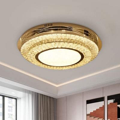 2 Tiers LED Ceiling Flush Mount Minimalism Stainless Steel Crystal Encrusted Flush Light Fixture