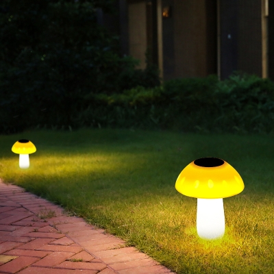 ABS Mushroom Path Lighting Modern Orange LED Solar Ground Light for Pathway, Warm Light