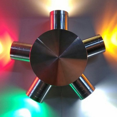 Chrome Radial Small LED Wall Lamp Modern 4/5/6-Head Aluminum Sconce Lighting in Multi-Colored Light