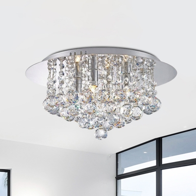 

Clear Crystal Ball Waterdrop Flush Lighting Modernist 4 Heads LED Flush Mounted Ceiling Lamp, HL637279