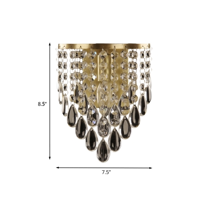 Crystal Teardrops Brass Finish Sconce Draping 1 Head Postmodernist Wall Mounted Lamp