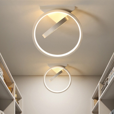 Double Rings Small Ceiling Light Minimalist Acrylic Black/White LED Flush Mount Fixture in Warm/White Light