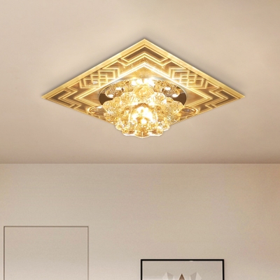 Floral Hallway Ceiling Mounted Light Clear Crystal LED Contemporary Flushmount Lighting