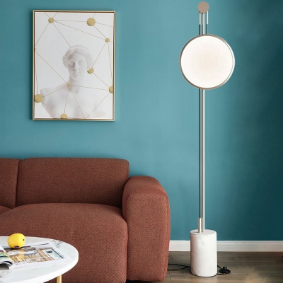 Round Panel Floor Standing Light Modernist Metal LED Gold Floor Lamp for Living Room