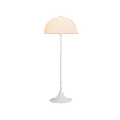 Single Bedroom Stand Up Light Minimalism White Finish Floor Standing Lamp with Semicircle Iron Shade