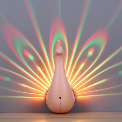 Smart ABS Peacock Sconce Light Macaron White/Pink/Green Touch LED Wall Mount Lighting in Multicolored Light