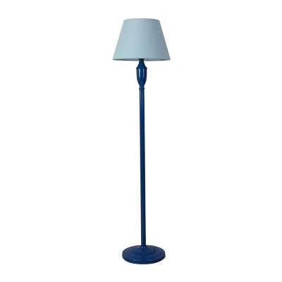 Blue 1 Bulb Floor Standing Lamp Minimalistic Fabric Cone Shade Floor Lighting with Foot Switch
