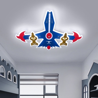 Cartoon Aircraft Flushmount Light Acrylic LED Bedroom Flush Ceiling Lamp Fixture in Blue