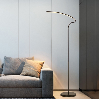 Curved Line Reading Floor Light Modernist Acrylic Study Room LED Floor Lamp in White/Black