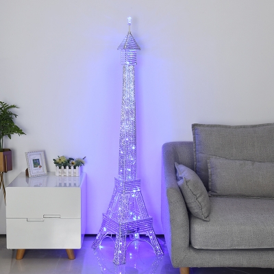 Decorative Tower Shape Floor Standing Light LED Aluminum Floor Lamp in Silver for Bedroom