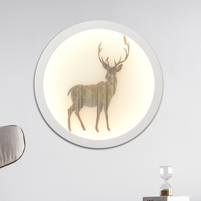 Elk Sketch Living Room Mural Light Acrylic Decorative LED Wall Mount Lighting Fixture with Black/White Hoop