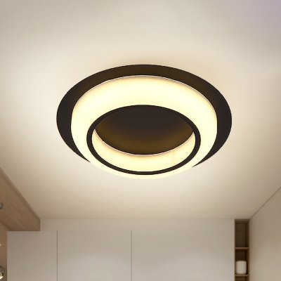 Hoop Shape Flush Light Fixture Simple Acrylic LED Corridor Flush Mounted Lamp in Black/White/Grey