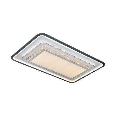 LED Flush Mount Ceiling Light Simple Bedroom Flushmount with Tiered Square/Rectangle Crystal Shade