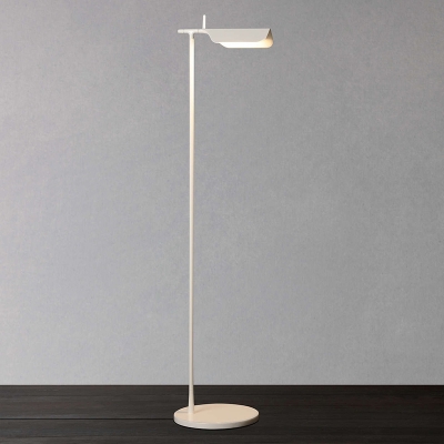 Metallic Right Angle Reading Floor Light Minimalist LED Stand Up Lamp in White/Black for Bedroom