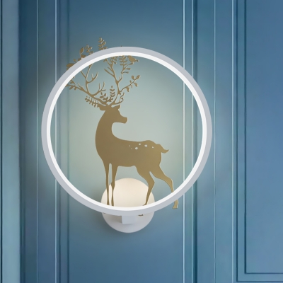 Sika Deer Wall Mural Lighting Nordic Aluminum Bedside LED Sconce Lamp in Gold-Black/White