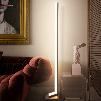 Simple Style Angled Linear Floor Lamp Acrylic LED Bedside Standing Light in White/Black/Gold Finish