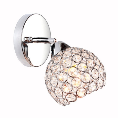 Spherical Wall Lighting Idea Modern Inserted Crystals 1 Bulb Chrome Wall Mounted Lamp