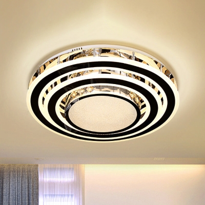 Stainless Steel LED Ceiling Lamp Modernism Crystal Round Flush Mounted Light Fixture for Bedroom