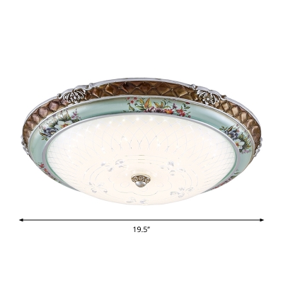 White Glass Dome Ceiling Flush Traditional 16