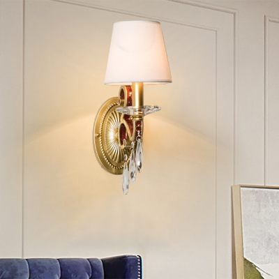 1 Bulb Wall Mount Lighting Traditional Candelabra Metallic Wall Lamp Fixture with Shade/Shadeless