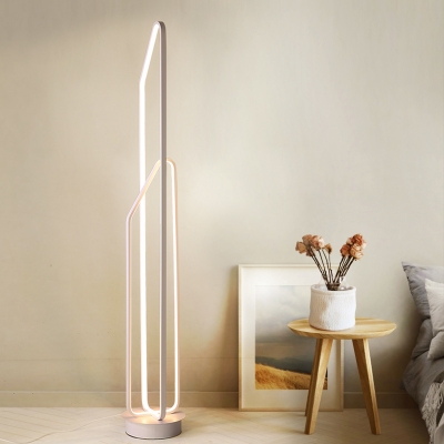 Acrylic Geometry Stand Floor Light Modern LED Floor Lamp in White/Black for Bedroom, White/Warm Light