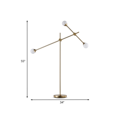 Balance Arm Floor Standing Light Contemporary Metallic 3-Bulb Gold LED Stand Up Lamp