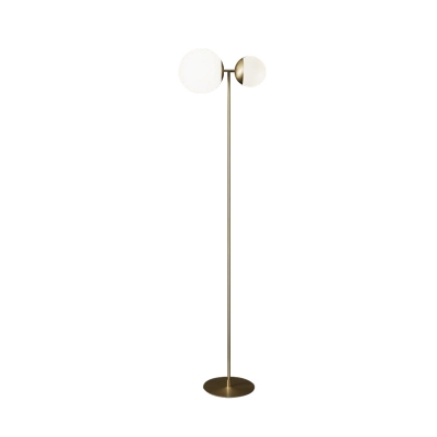 Black/Gold Finish Orb Shade Floor Light Modernist White Glass LED Standing Lamp for Drawing Room