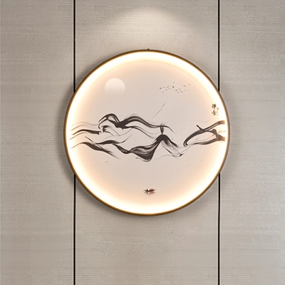 Black Lotus/Gulls LED Mural Lamp Chinese Aluminum LED Wall Mount Lighting Fixture for Dining Room