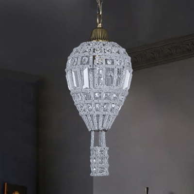 

Faceted Crystal Bronze Finish Pendant Hot Air Balloon 1 Light Vintage Ceiling Hang Fixture, HL638458