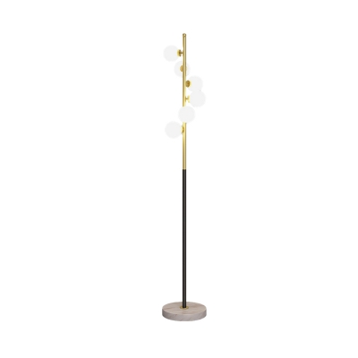 Gold and Black Ball Floor Lamp with Spiral Design Modernist 6-Bulb Opal Glass Stand Up Lamp
