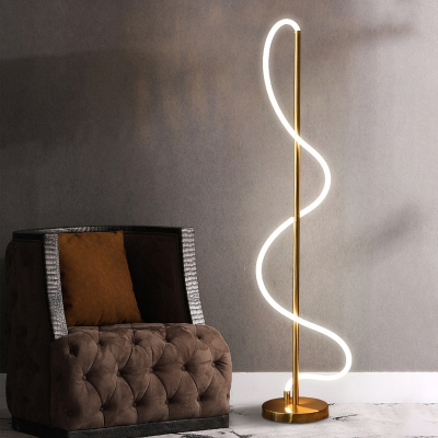 Gold Finish Spiral Stand Up Light Modernist LED Metal Floor Standing Lamp in White/Warm Light