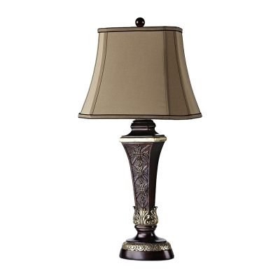 Khaki Pagoda Table Lighting Country Style Fabric Single Bedroom Nightstand Lamp, 12