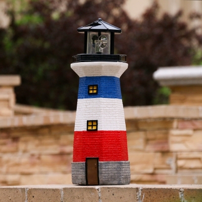 

Nordic LED Solar Ground Lamp White and Red Lighthouse Pathway Light with Resin Shade, HL633636