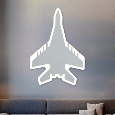 Plane Shape Kids Room Sconce Lighting Acrylic LED Cartoon Wall Light Fixture in White/Blue