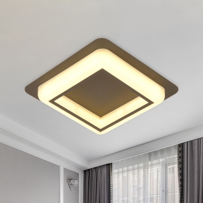 Squared Frame Flush Mount Lamp Simple Acrylic LED Corridor Flush Ceiling Light Fixture in White/Black/Grey